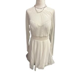 Teeze Me White Sheer Cut Out Flirty Romantic Polka Dot Mini Dress - Sz. 11